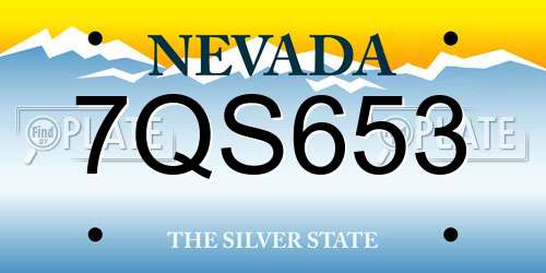 7QS653 Nevada License Plate