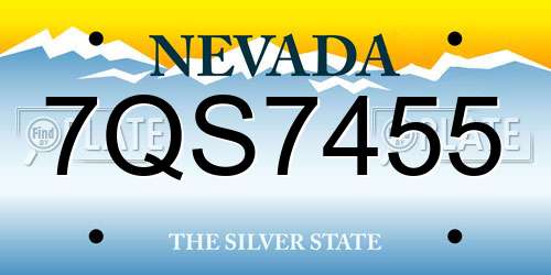7QS7455 Nevada License Plate