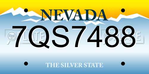 7QS7488 Nevada License Plate