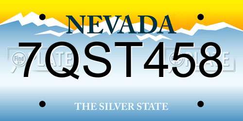 7QST458 Nevada License Plate