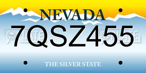 7QSZ455 Nevada License Plate
