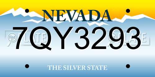7QY3293 Nevada License Plate