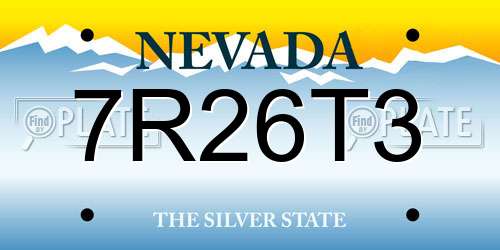 7R26T3 Nevada License Plate
