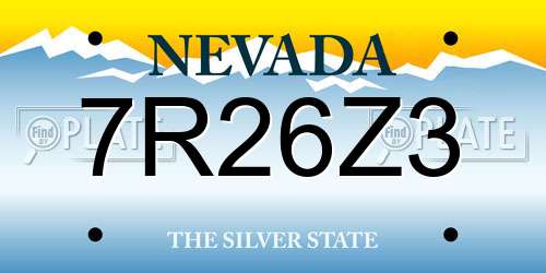 7R26Z3 Nevada License Plate