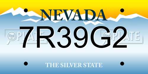 7R39G2 Nevada License Plate