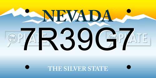 7R39G7 Nevada License Plate