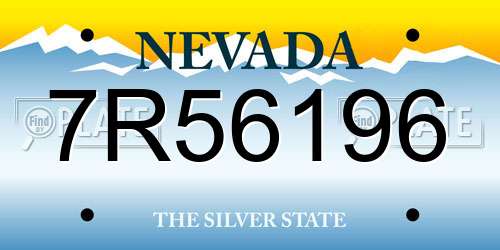 7R56196 Nevada License Plate