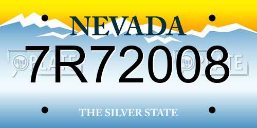 7R72008 Nevada License Plate
