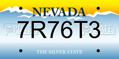 7R76T3 Nevada License Plate
