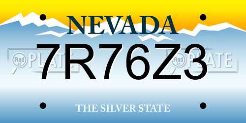 7R76Z3 Nevada License Plate