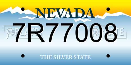 7R77008 Nevada License Plate