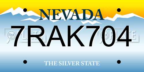 7RAK704 Nevada License Plate