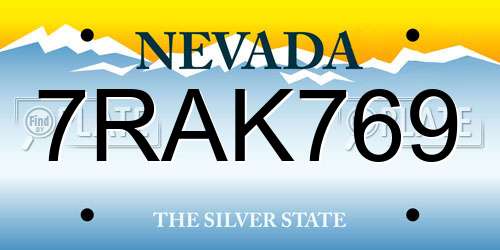 7RAK769 Nevada License Plate