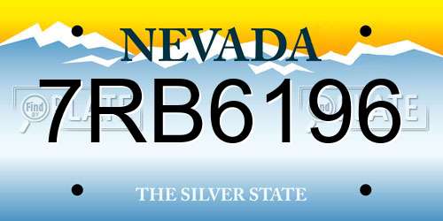 7RB6196 Nevada License Plate