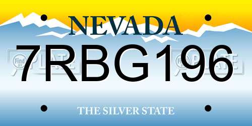 7RBG196 Nevada License Plate