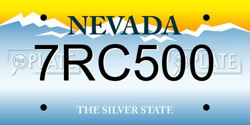 7RC500 Nevada License Plate