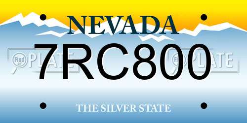 7RC800 Nevada License Plate