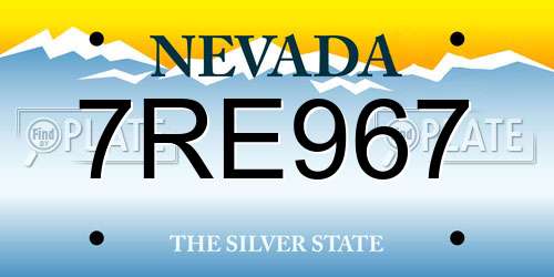 7RE967 Nevada License Plate