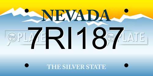 7RI187 Nevada License Plate