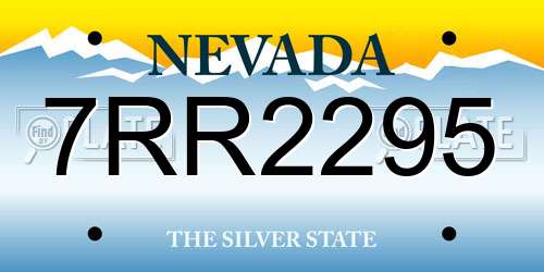 7RR2295 Nevada License Plate