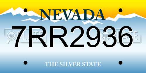 7RR2936 Nevada License Plate