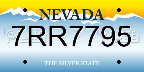 7RR7795 Nevada License Plate