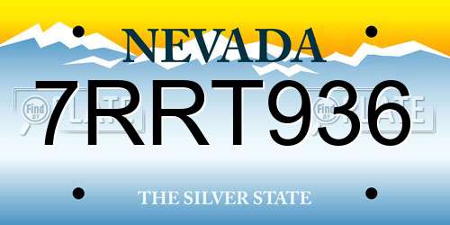 7RRT936 Nevada License Plate