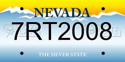 7RT2008 Nevada License Plate