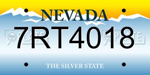 7RT4018 Nevada License Plate