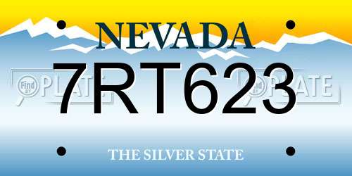 7RT623 Nevada License Plate