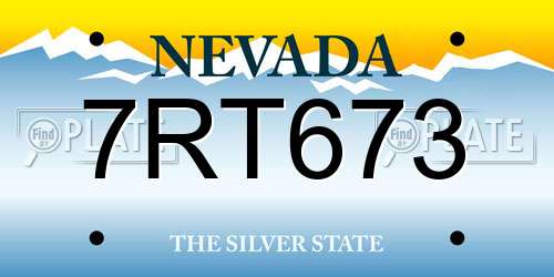 7RT673 Nevada License Plate