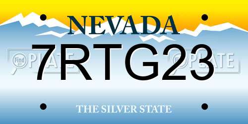 7RTG23 Nevada License Plate