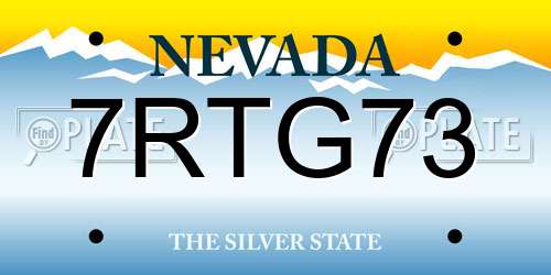 7RTG73 Nevada License Plate