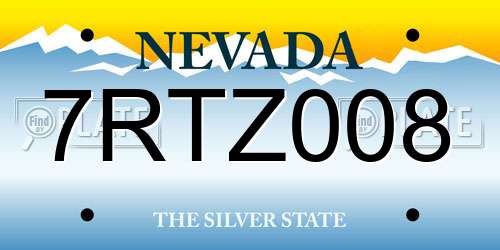 7RTZ008 Nevada License Plate