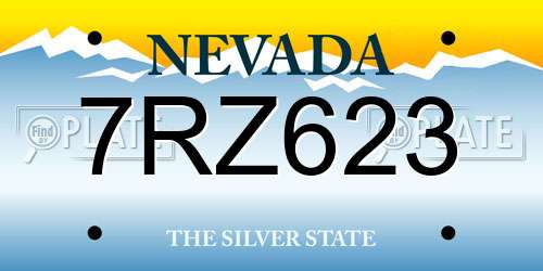 7RZ623 Nevada License Plate