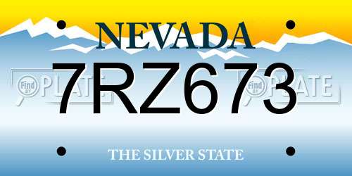 7RZ673 Nevada License Plate
