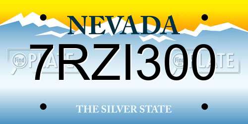 7RZI300 Nevada License Plate