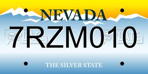 7RZM010 Nevada License Plate