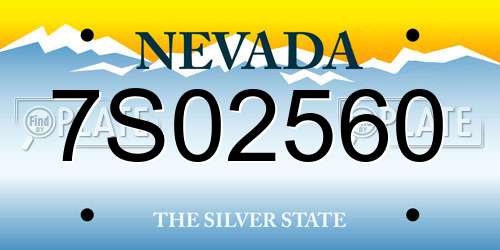 7S02560 Nevada License Plate