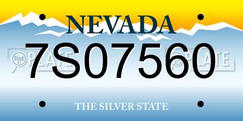7S07560 Nevada License Plate