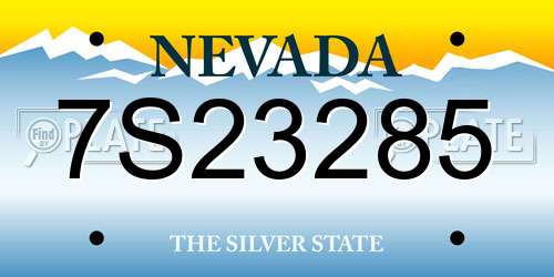 7S23285 Nevada License Plate