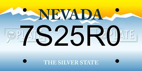 7S25R0 Nevada License Plate