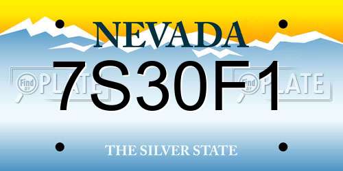 7S30F1 Nevada License Plate