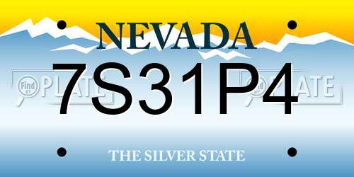 7S31P4 Nevada License Plate