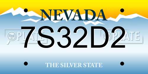 7S32D2 Nevada License Plate