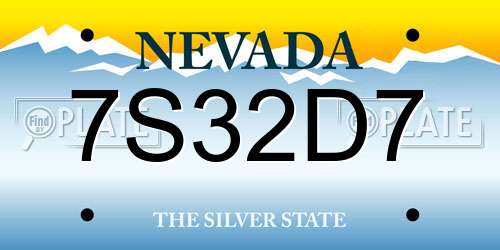 7S32D7 Nevada License Plate