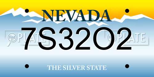 7S32O2 Nevada License Plate