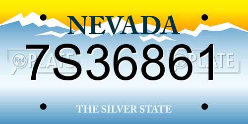 7S36861 Nevada License Plate