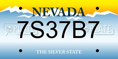 7S37B7 Nevada License Plate