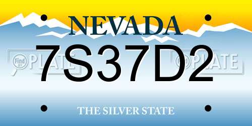7S37D2 Nevada License Plate